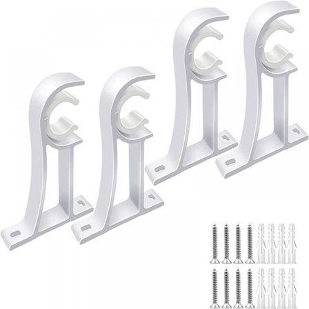 (Valkoinen) 4 kpl Alumiiniseosverhokiskosulkeimet 11 * 8 cm Verhokiskosuljin