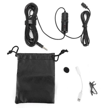 Mini Krageklips Mikrofon Karaoke Live-sending Mikrofon med Batteri for Mobiltelefon PC (Mikrofonadapter for IOS)