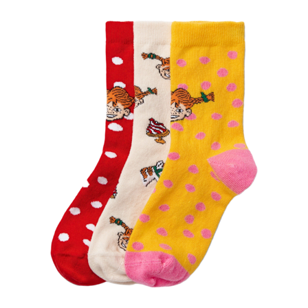 PIPPI Pippi-strumpor KRUSMYNTA, 3-pack Strumpor Röd 19/21