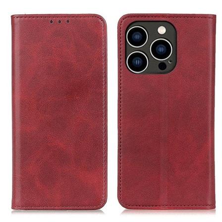 iPhone 14 Pro lompakkokotelo, aitoa nahkaa - Punainen Red