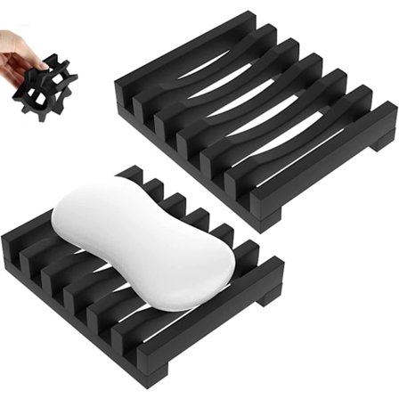 2 stk. Sæbeholdere, Silikon Sæbeholder, Sæbeboks til Brusebad, Nem Rengøring, Tørring, Vask, Badekarbro, Sæbeafdræning, Silikon Sæbeholder til Sæbe (