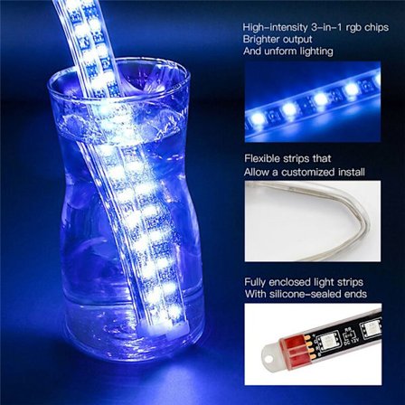 Motorsykkel LED Underglow Kit, Vanntett RGB Lysstriper, 12 stk