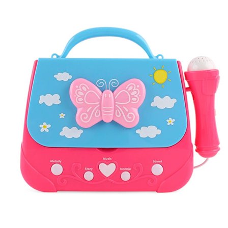 Karaokemaskin för barn, musikspelare med mikrofon och ljus, batteridriven sångmaskin med sjungande boombox