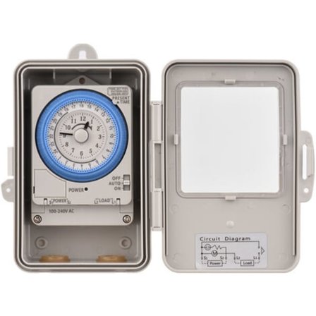 24 timmars mekanisk timer 15 minuters timer Timer IP53 Skyddsklass med batteri TB388R AC100-240V Grå