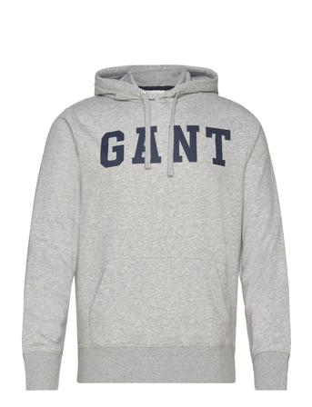 Gant Logo Sweat Hoodie Hettegenser Genser Grå GANT*Betinget Tilbud