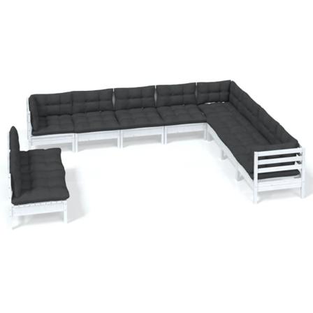 Vidaxl Loungegrupp Med Dynor 10 Delar Vit Massiv Furu Vit
