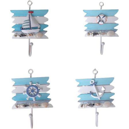 4-osainen seinäkoukku, Välimeren tyylinen naulakko, hattukoukku, merellinen vaatekoukku, pyyhekoukku, avainkoukku