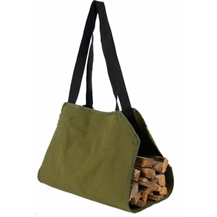 Väska för kaminved, väska i segelduk, med robusta handtag för att bära ved, campingtillbehör för inomhus och utomhus