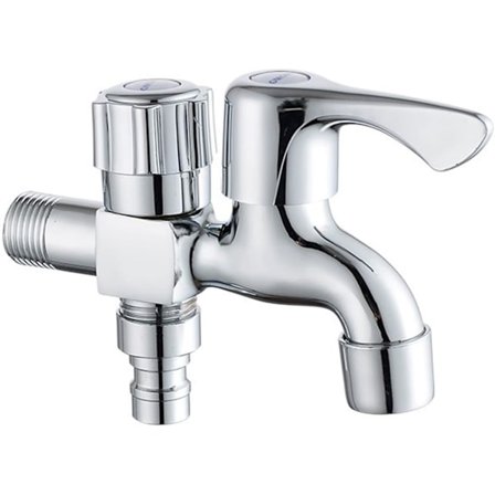 Kaksihana pesukoneen vesihana kylpyhuoneen pesukoneen hana, hana kahdella ulostulolla