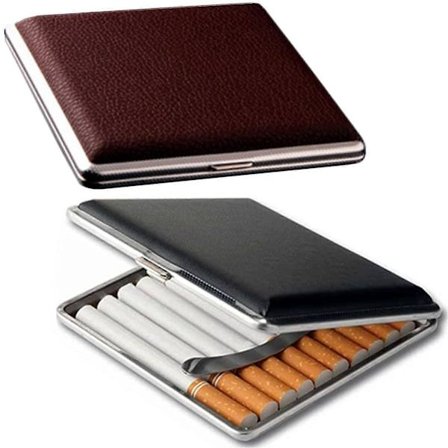 2-pack Cigarettetui King Size, Metall med läderyta, 20 Kapacitet (LGL)
