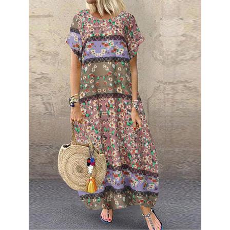 S Summer Boho Sundress Dam Party Lång Klänning Casual Vintage Sh