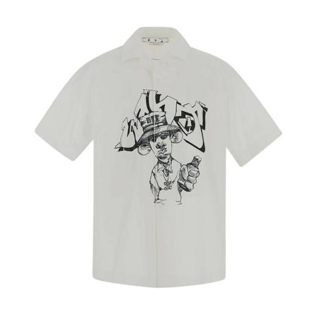 Off White, Short Sleeve Shirts Wit, Heren, Maat:S