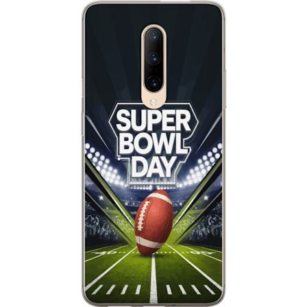 Kompatibelt Mobildeksel til OnePlus 7 Pro Super Bowl Day plakat med amerikansk fotball på opplyst arena i dramatisk sportsdesign