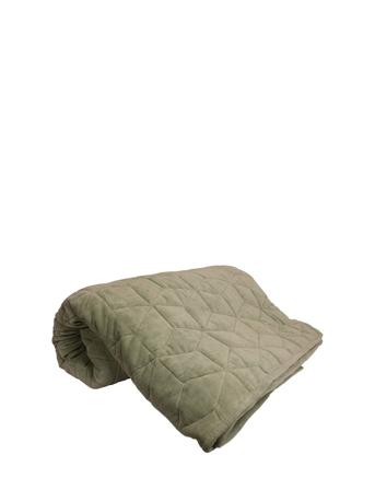Quilted Velvet Quilt Home Textiles Cushions & Blankets Blankets & Throws Khaki Green DAY Home