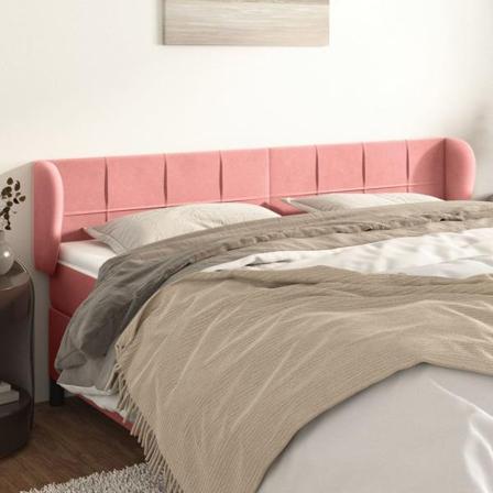 Vidaxl Huvudgavel Med Kanter Rosa 183x23x78/88 Cm Sammet Rosa