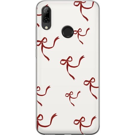 Yhteensopiva Puhelinkuori Huawei Huawei P smart 2019 Punainen nauhakuvio, jossa punaisia silkki rusetteja vaalealla taustalla täydellinen jouluromant