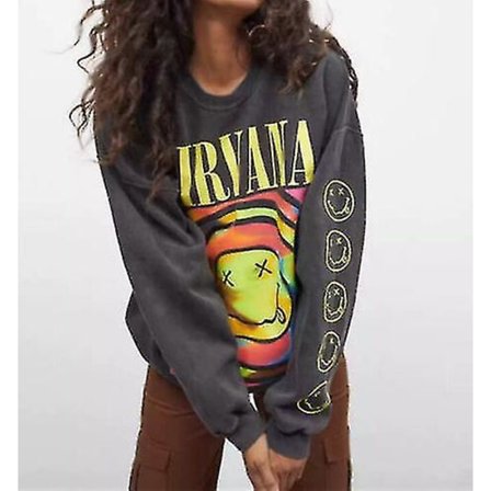 Nirvana Miley Face Crewneck Sweatshirt Heliconia Color Nirvana Sweatshirt Present