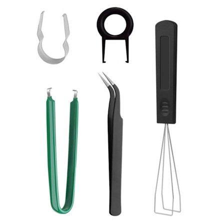 5-delers tastaturrengjøringssett med nøkkelhetter. Trekkbrytere avtrekker, pinsett for fjerning av skaft for mekaniske tastaturer