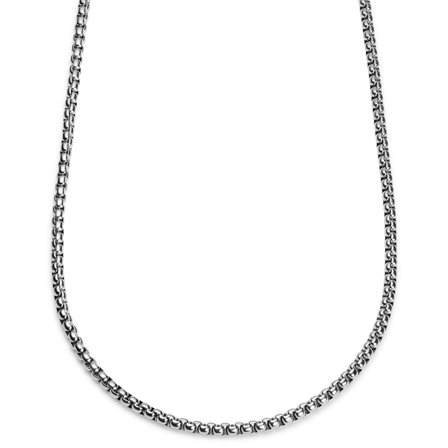 Essentials | 5 mm Silver-Tone Curved Box Chain Necklace for Men - Chain necklaces