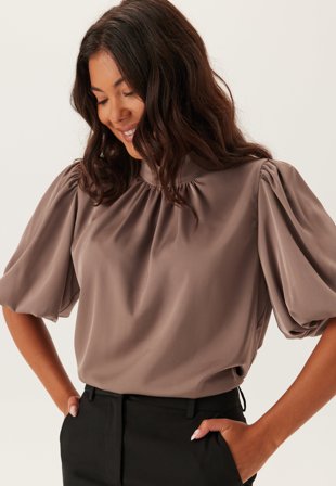 BUBBLEROOM-Chimney Collar Puff Sleeve Blouse-XS