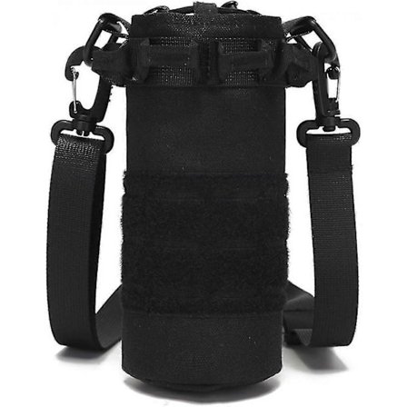 Vattenflaskhållare med justerbar axelrem, vattenflaskväska för utomhuscamping, svart