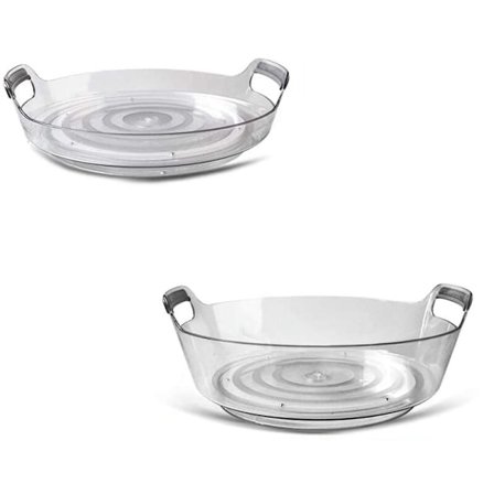 Lazy Susan kjøkkenarrangør med håndtak, 2-pakning Anti-Skip roterende organisasjoner for S og L krydderhyller