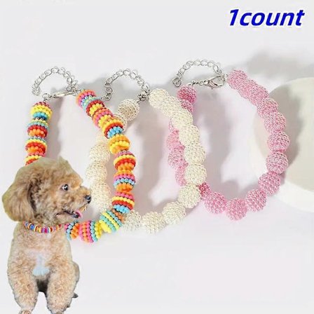 Søtt perlehalsbånd til hund, regnbuefarget hundehalskjede, bedårende kjæledyrtilbehør, perfekt bursdags- og julegave [HK]