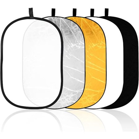 60 x 90 cm Lysreflektorer 5-i-1 Foto Foldbar Fotoreflektor Stor Oval Bærbar Foldbar Lysreflektor, med Bæretaske