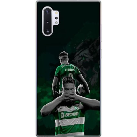 Kompatibelt Mobildeksel til Samsung Galaxy Note10+ Neonmotiv med teksten "Gaming is in my DNA" på en blå og rød murvegg med en lysende DNA-spiral.