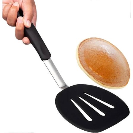Flexible Pancake Turner with Ergonomic Grip, for Flipping and Cooking Pancakes, Safe for Non-Stick Cookware, Stainless Steel C