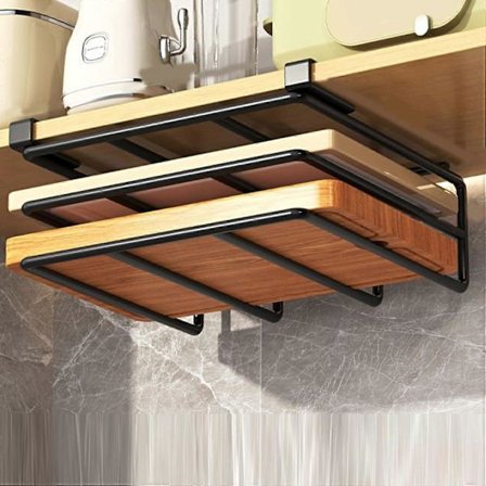 Skjærebrettholder under skap - Organizer for skjærebrett i metall, Kraftig, Svart