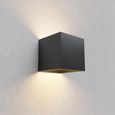 Ny tysk vegglampe LED kube vegglampe IP65 innendørs/utendørs 12W dimbar 1000 lumen moderne aluminium (svart, varmt lys 3000K)