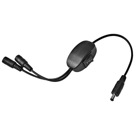 5,5x2,1 mm 60 W han- og hunkabel med to strømstyringer til routere og højttalere