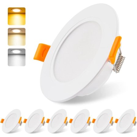 Smal LED-Downlight 230V 5W 6-pak, Indbygget Loftlampe, 4000k LED-Spotlight, IP54 Loftspotlight til Badeværelse Stue Køkken Soveværelse