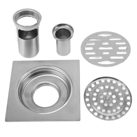 Fyrkantigt duschbrunnsset 4,3 tum Rostfritt stål Anti-igensättning Luktfri golvbrunn för 50 mm 75 mm rör Badrum Tvättstuga
