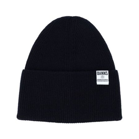 Djinns - Svart cuff Beanie - Basic Beanie Wooly Knit Black Cuff @ Hatstore