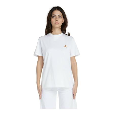 Golden Goose, Christer T-shirt with logo printing Wit, Dames, Maat:M