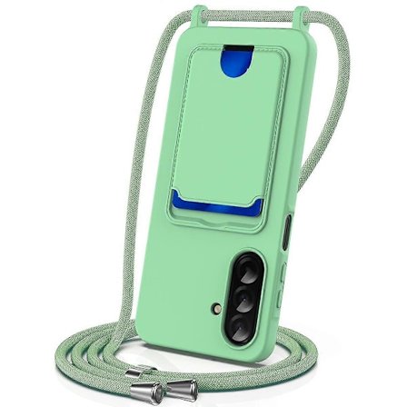 Til Samsung Galaxy A17 5G Galaxy A17 Etui Flydende Silikone Kortholder Bagside Telefon Cover med Lanyard