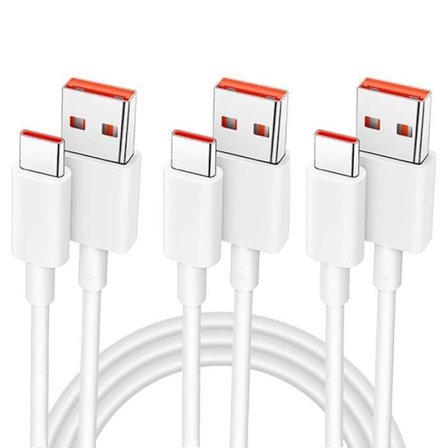 Snabb laddkabel USB-C - typ C - e.f.kontakt - USB-C - 3x 1M - vit - 6A