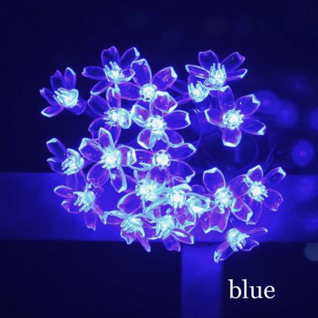Solar String 50LED Flower Fairy Lights 7/5m vedenpitävä ulkokäyttöinen aurinkonauhavalo koristeltu puutarhan joulun häälomalle blue 7m 50leds
