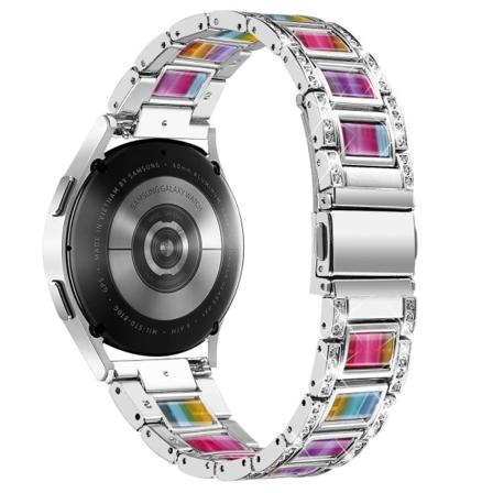 Klockarmband i resin med strassdekor för Samsung Galaxy Watch 4 - Silver / Färgstark multifärg