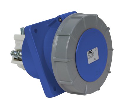 Garo UISV 363-9 S Paneluttag IP67, 4-polig, 63A, sned Blå, 9 h, Anslutningsdon & kablar