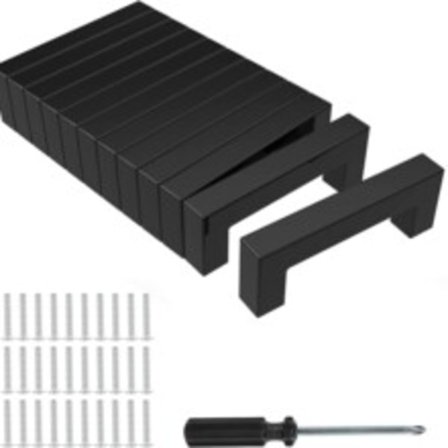 12 Pak 96mm/128mm Rustfrit Stål Skabgreb med Skruer, Kvadratiske Greb, til Køkken, Kontor, Skuffer, Skab, Mat Sort