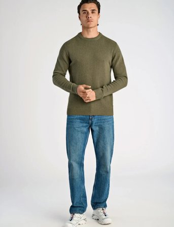 Lindbergh Lambswool O-Neck Knit - Khaki green - S