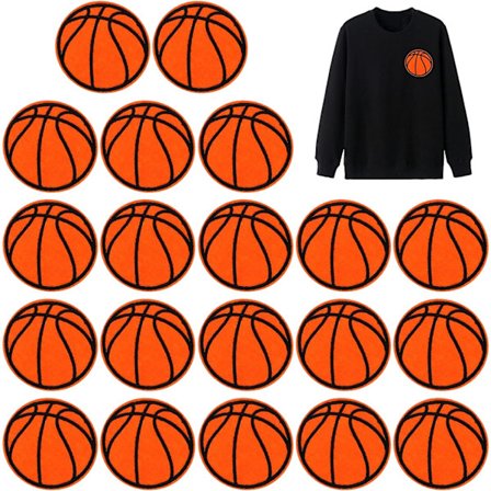 20 stk. basketball broderi patches strygejern og sy på applikation patches badg