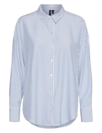 Vmnora Ls Over Shirt Wvn Ga Noos Blue Vero Moda