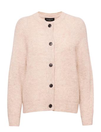Slflulu Ls Knithort Cardigan Stickad Tröja Cardigan Rosa Selected Femme