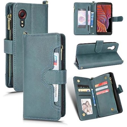 Läderfodral med dragkedja och litchi-textur för Samsung Galaxy Xcover 5