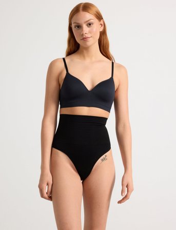 Lindex Girdle Shaping Thong High Sea - Black - XXL