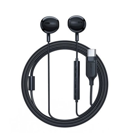 Acefast L2 in-ear-hovedtelefoner med USB-C-stik, mikrofon og fjernbetjening 1,2 m - sort